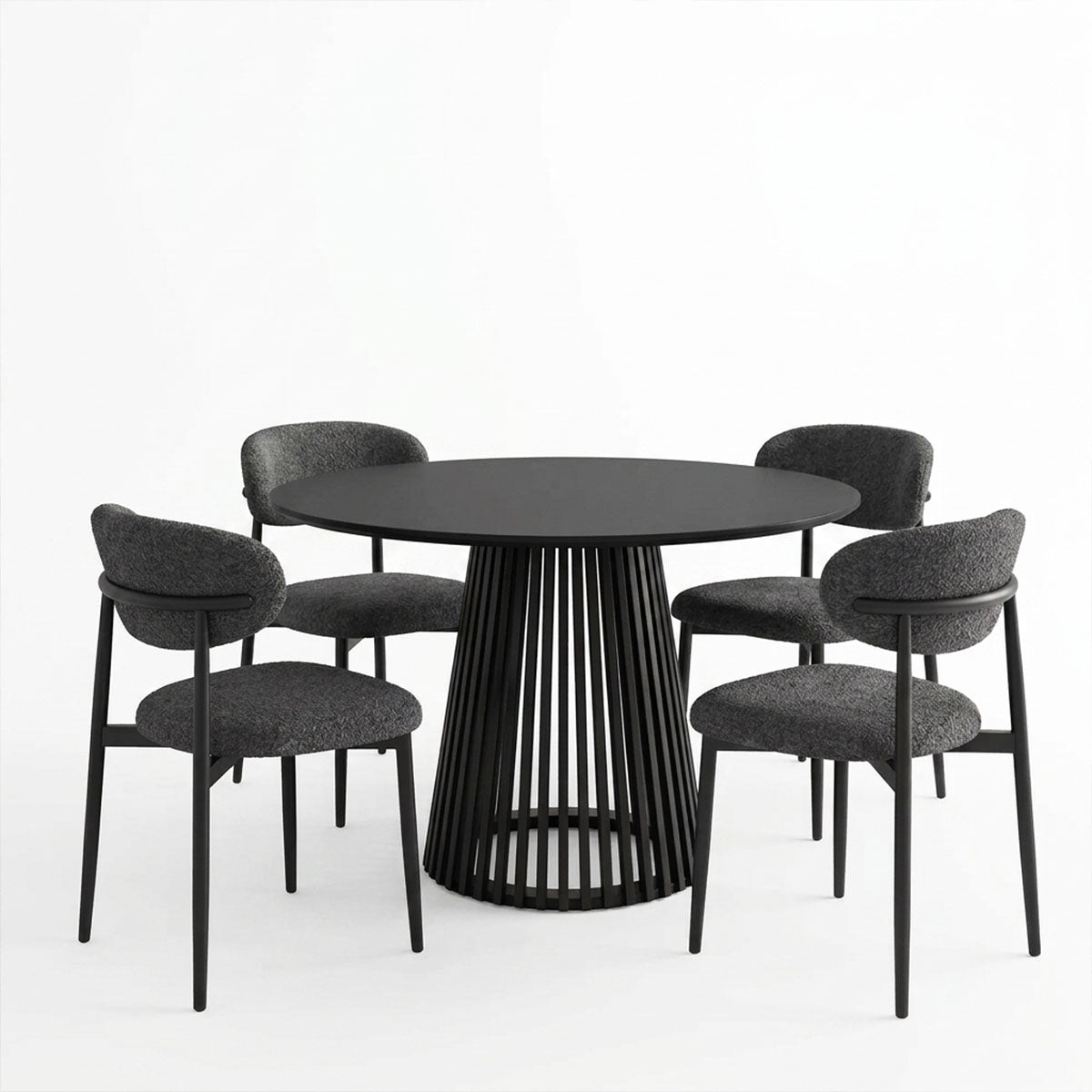 Трапезария с антрацитни столове FOLEGIO и черна маса DOMONIC d100x75 см,