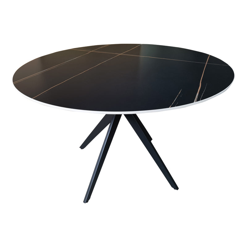 Трапезария с комплект от 5 черни стола bella и черна орбитална маса d120x76 см