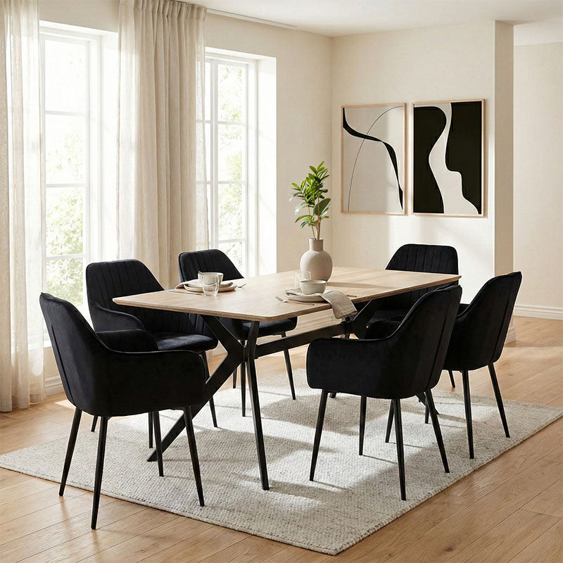 Комплект за трапезария от 7 части с кресла NOOR и маса EZALI 160x90x75см