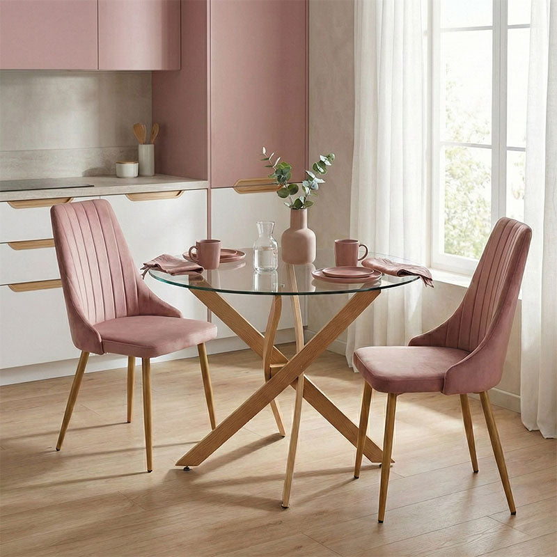 Трапезария със столове Azori и маса Antoro стъкло φ80x75см комплект 3 части