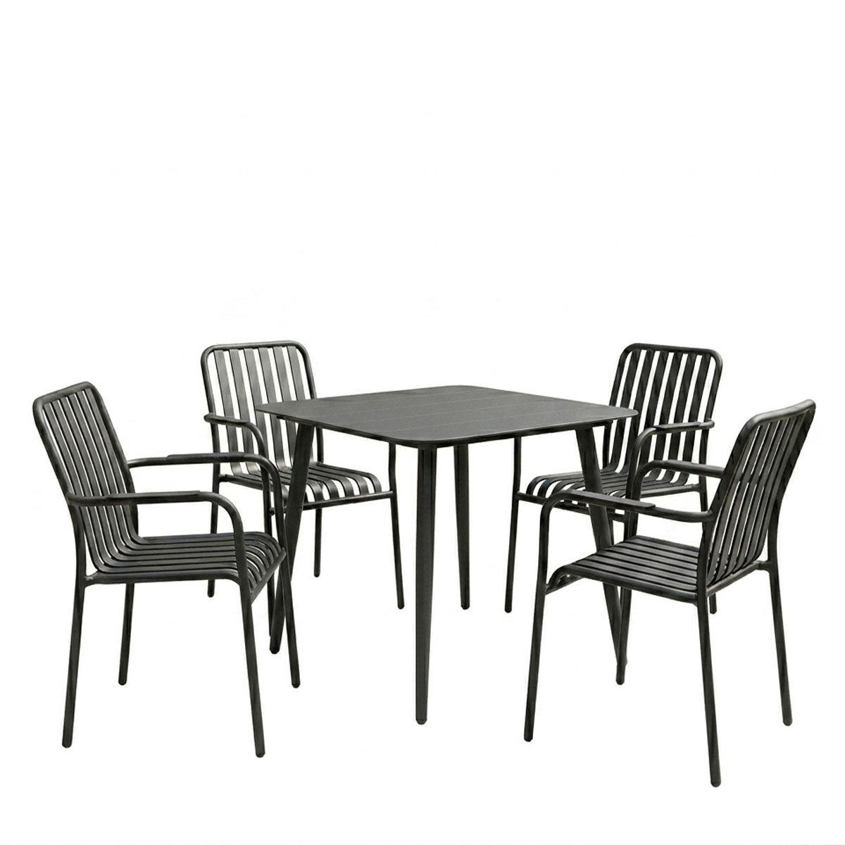 Комплект градински HEVEN-VISTA от 5 части черен алуминий 80x80x72см