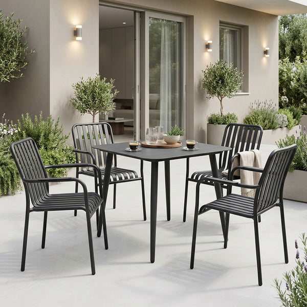 Комплект градински HEVEN-VISTA от 5 части черен алуминий 80x80x72см