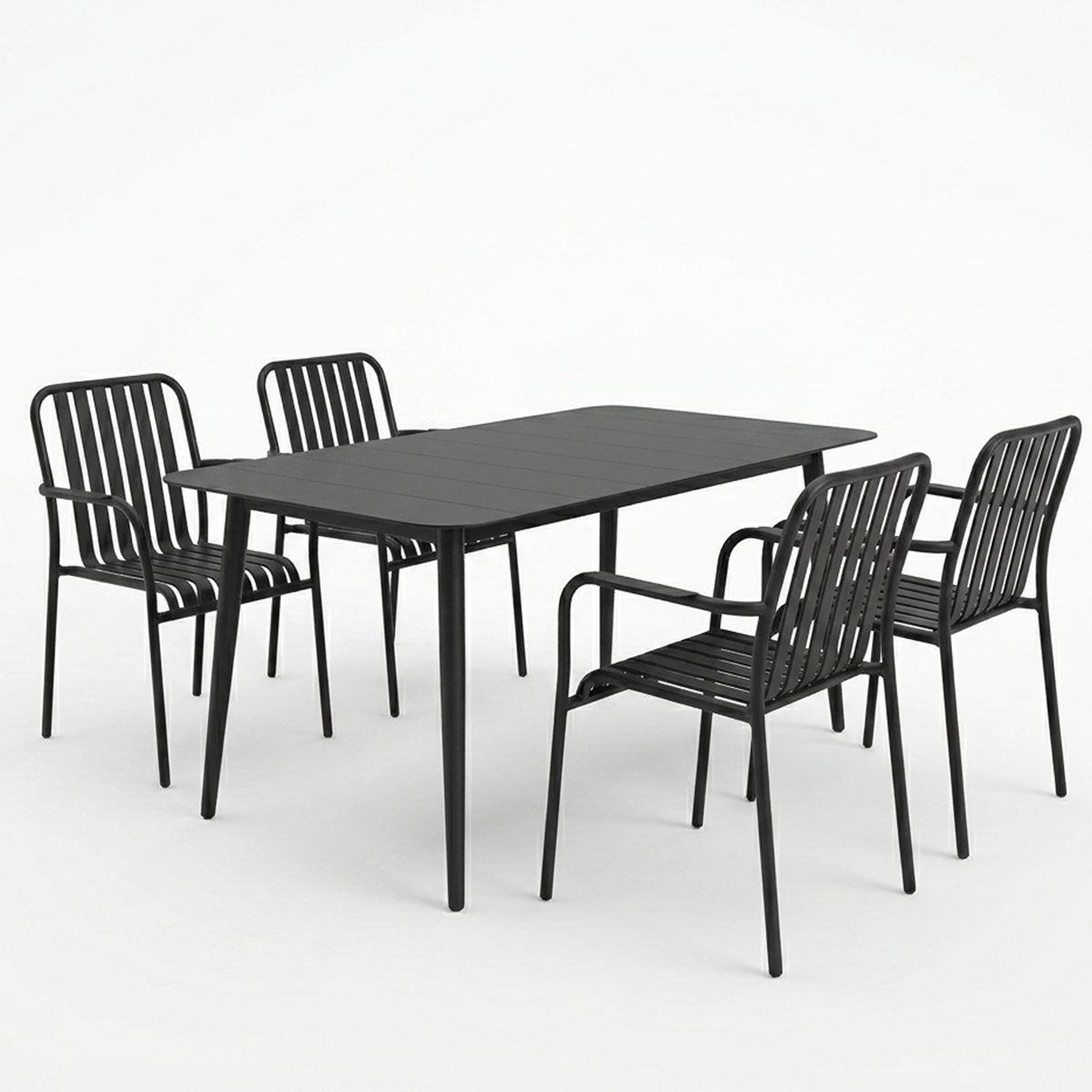 Комплект градински HEVEN-VISTA от 5 части черен алуминий 120x70x72см