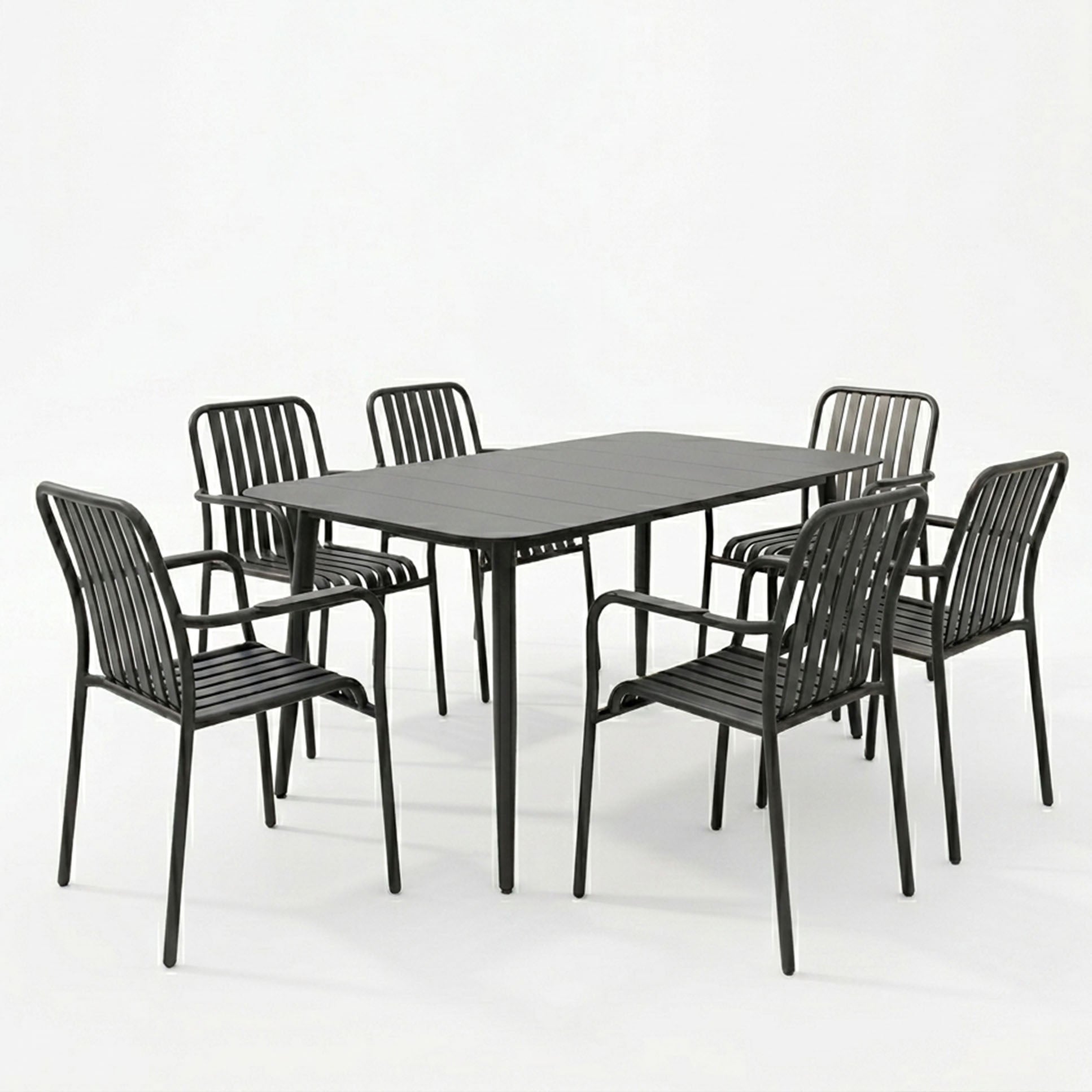 Комплект градински HEVEN-VISTA  комплект от 7 части черен алуминий 120x70x72см