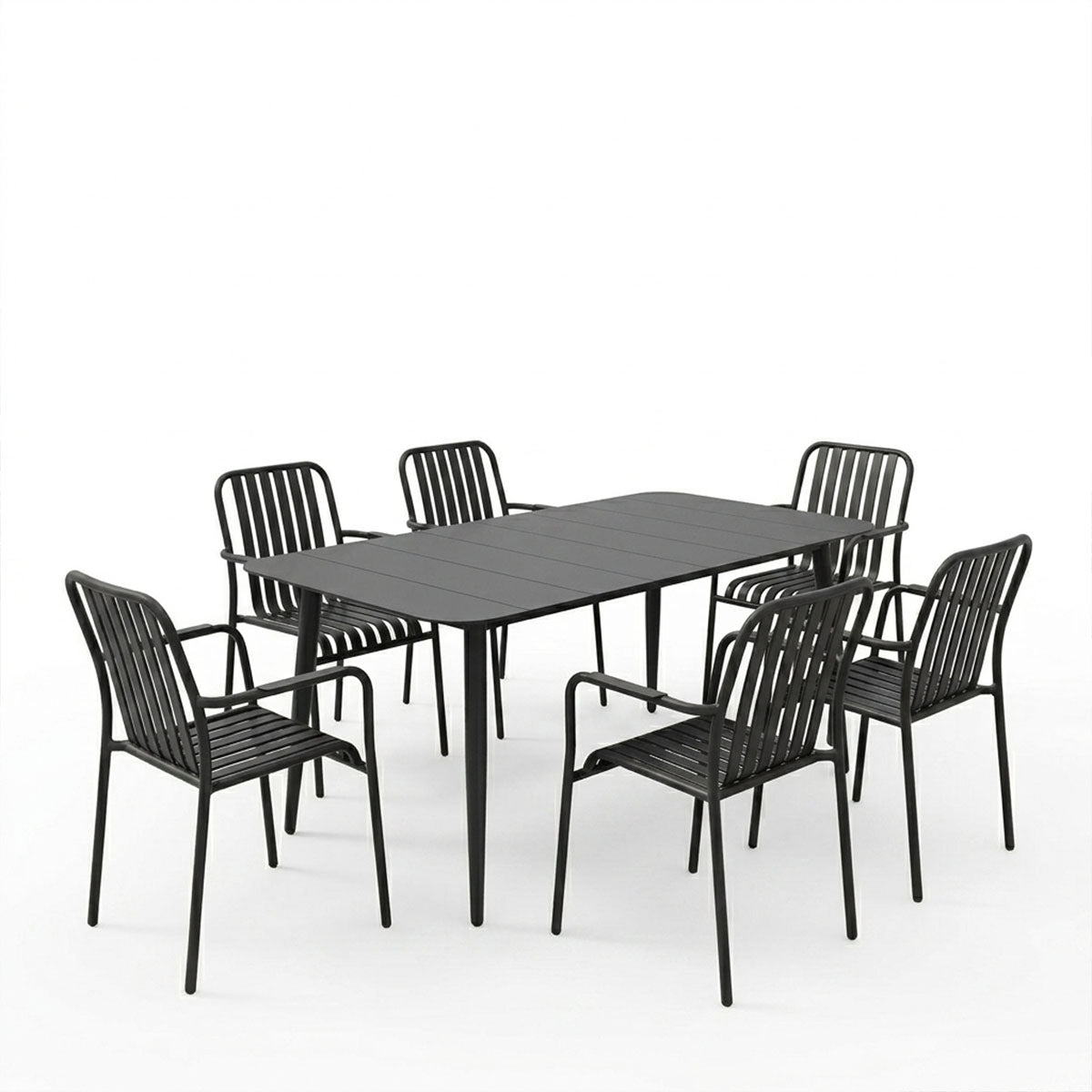 Комплект градински HEVEN-VISTA от 7 части, черен алуминий 150x80x72см
