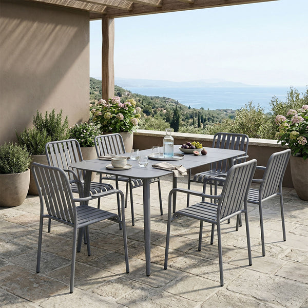 Комплект за хранене HEVEN-VISTA от 7 части антрацит алуминий 150x80x72см