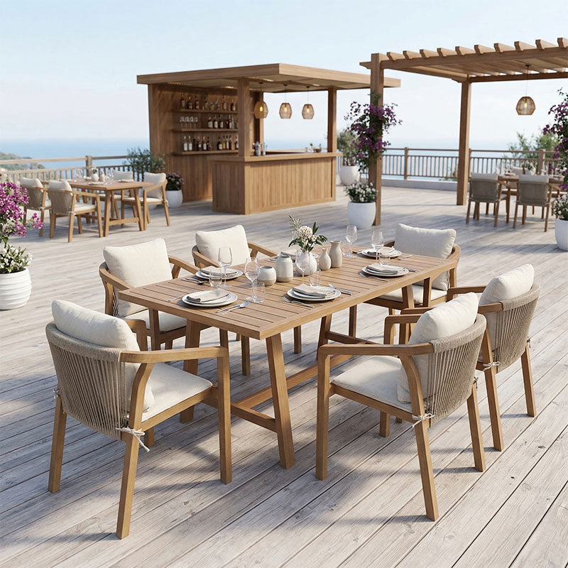 Трапезен комплект  MALIBU, 7 части, масивна акациева дървесина, 160x90x75 см