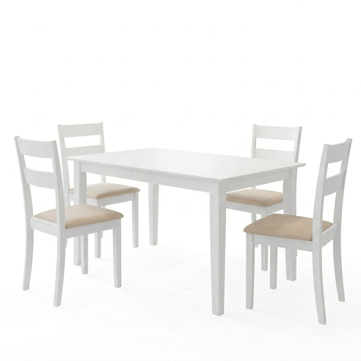 Комплект за хранене dallan mabor 5 части бяло каучуково дърво 120-150x80x73.8 см