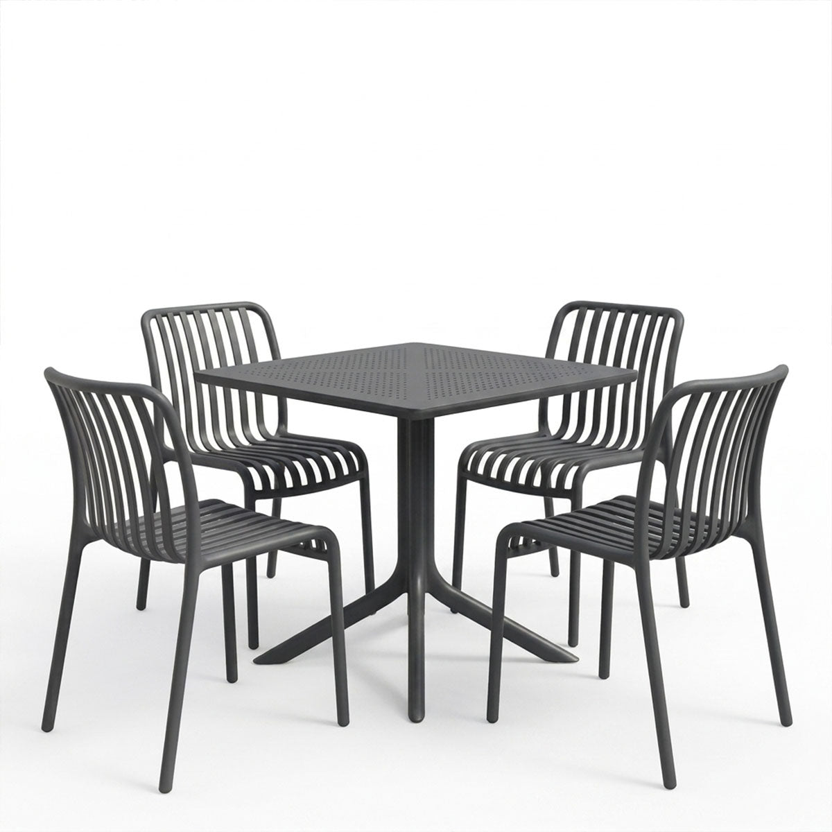 Трапезария zoi groovy комплект от 5 части антрацит pp 80x80x74см