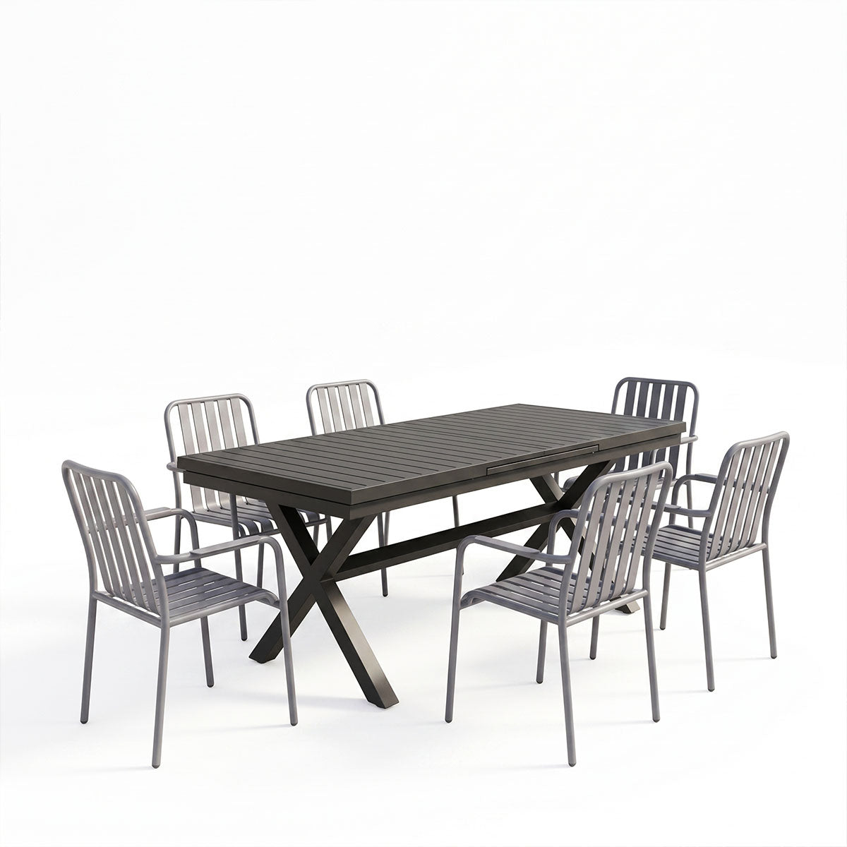 Комплект за хранене dagyn vista комплект 7 части антрацит алуминий 180-240x90x76см
