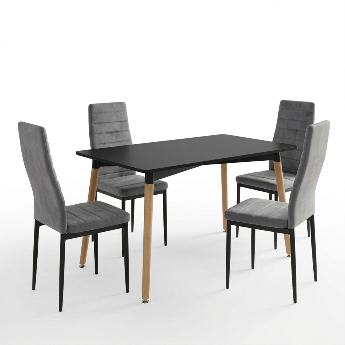 Комплект за хранене parker със сиви столове и черна маса natali 120x80x76 см, 5 части