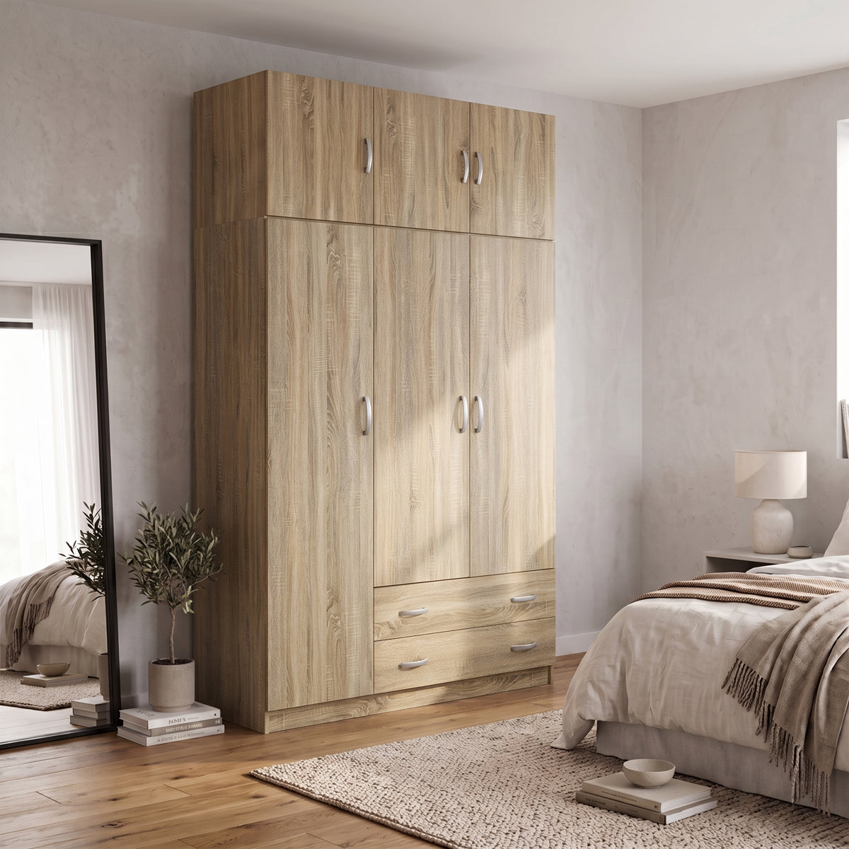 Гардероб с три врати и място за съхранение над врата alvia sonoma 150x51x240см