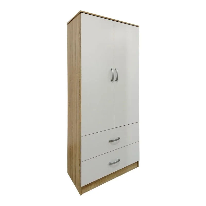 Спален комплект athos sonoma-white с гардероб с 2 врати и матрак dreamer 90x190 см, 3 части