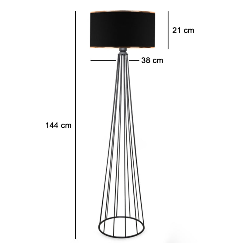 Подова лампа Firdo I E27 плат-метал черен Φ38x121см