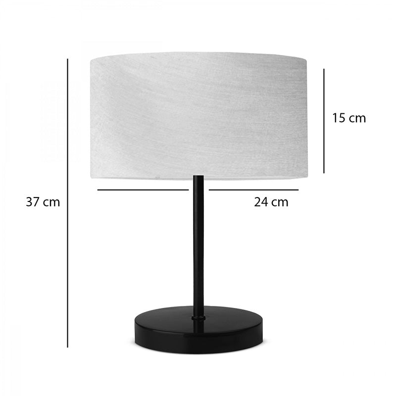 Настолна лампа Roojee E27 в бежово-черен абажур D24x37cm