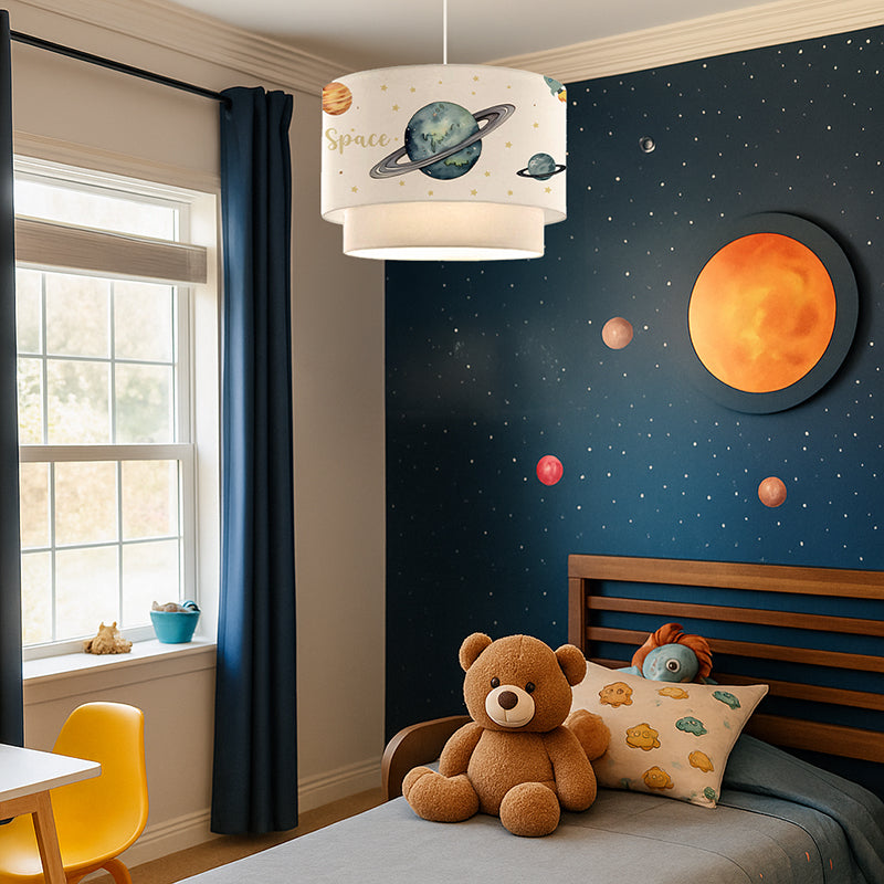 Детска лампа за плафон SATURN многоцветна-бяла D30x20см