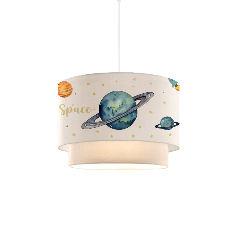 Детска лампа за плафон SATURN многоцветна-бяла D30x20см