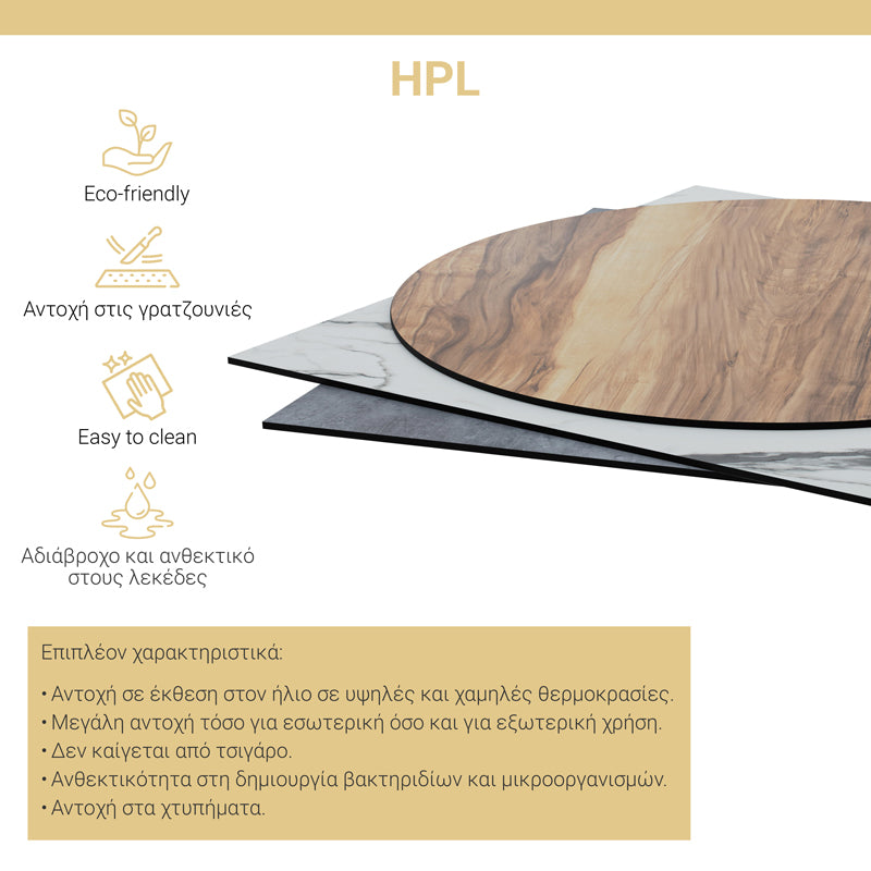 Плот за маса Relian HPL цвят черен мрамор φ69x1.2см