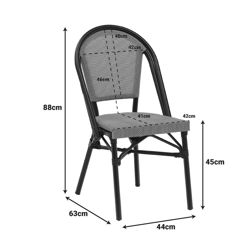 Стол Paris алуминий черно-текстилен черно и бяло