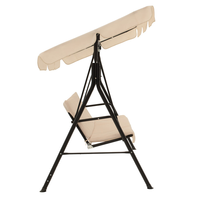 Градинска люлка Globo  метал черен- плат бежов 170x110x153см