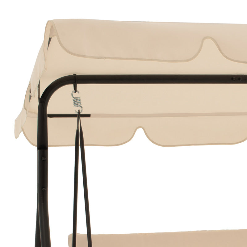 Градинска люлка Globo  метал черен- плат бежов 170x110x153см