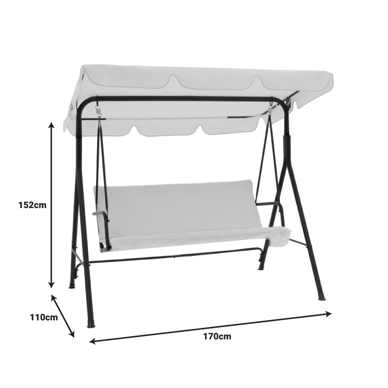 Градинска люлка Globo  метал черен- плат бежов 170x110x153см