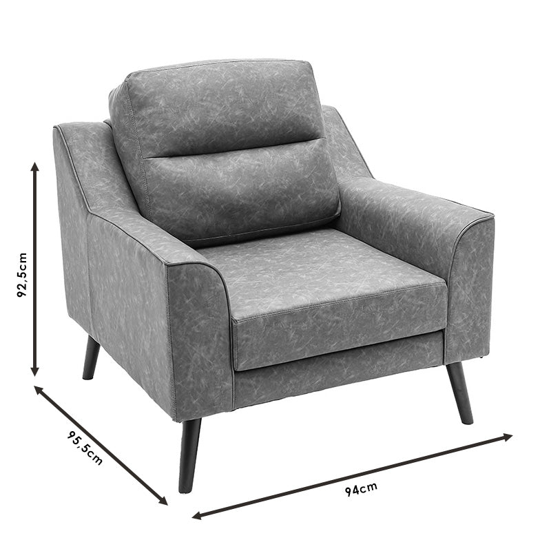 Фотьойл Lonnie PU сив античен 94x95.5x92.5cm