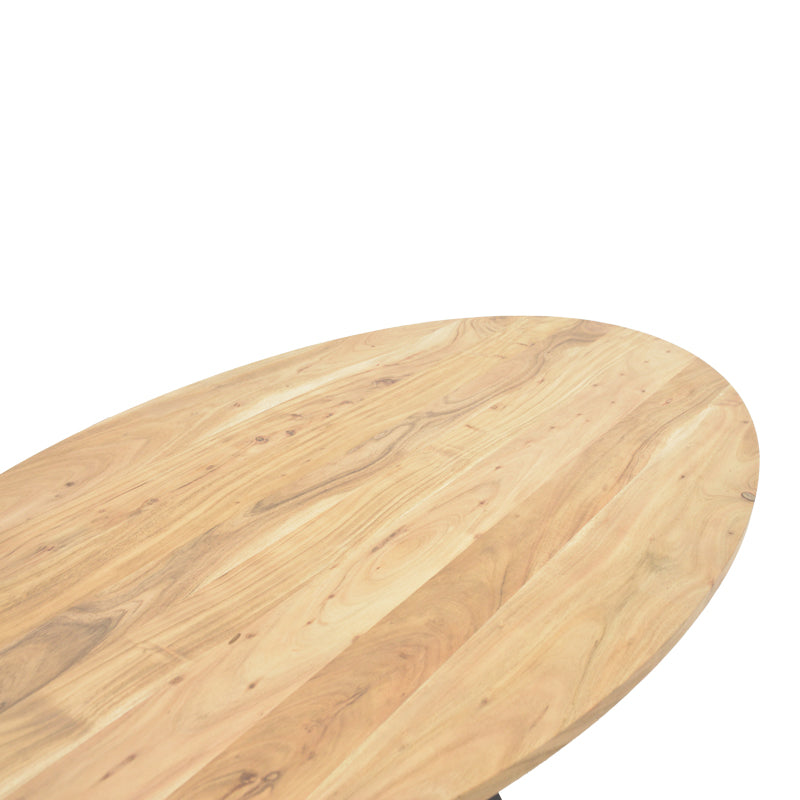 Маса трапезна Bonre естествено масивно акациево дърво-черен метален крак 175x96x76cm