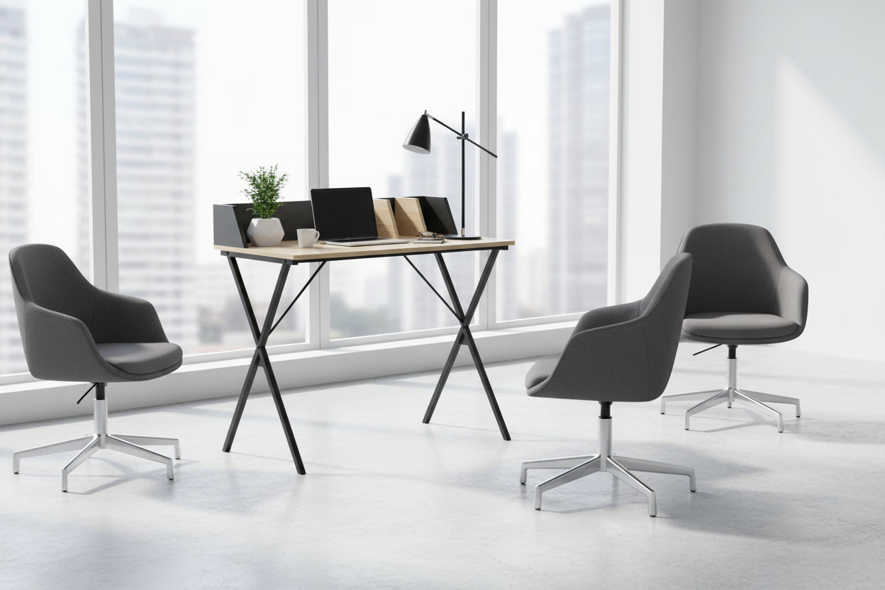 Меламиново работно бюро Zervan  в естествено-черен нюанс 90x50x85см