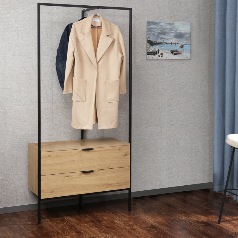 Мебел антре Keila меламин в естествен нюанс и черен метал 85x45x190см