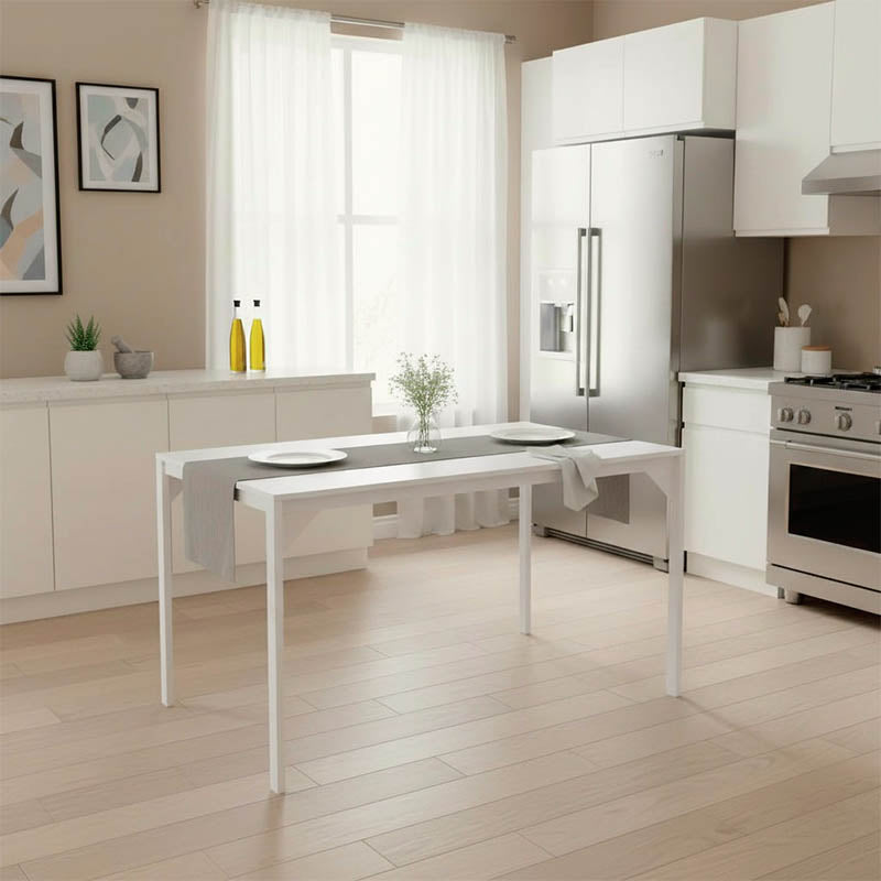 Chan меламинова маса в бял нюанс и бял метален крак 120x75x75cm