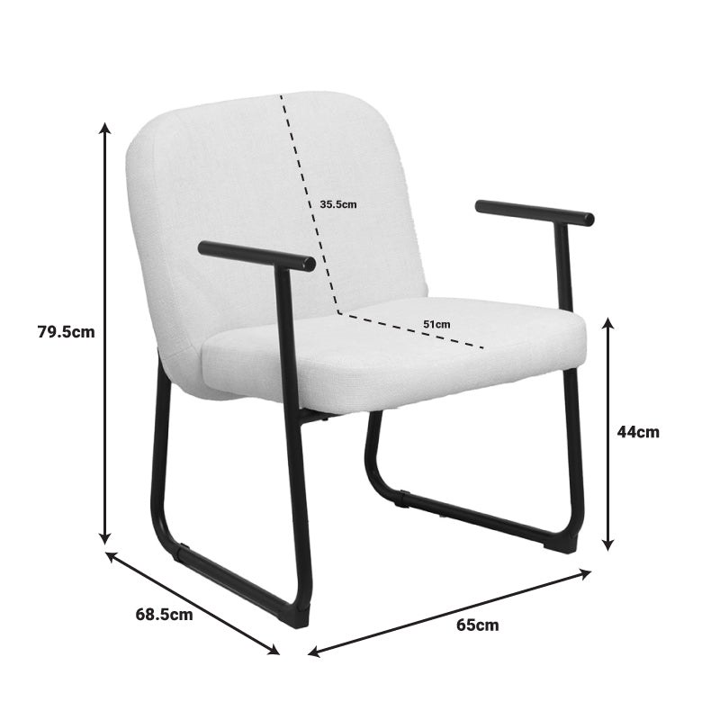 Посетителски стол Vindor кремав цвят  65x68.5x79.5cм