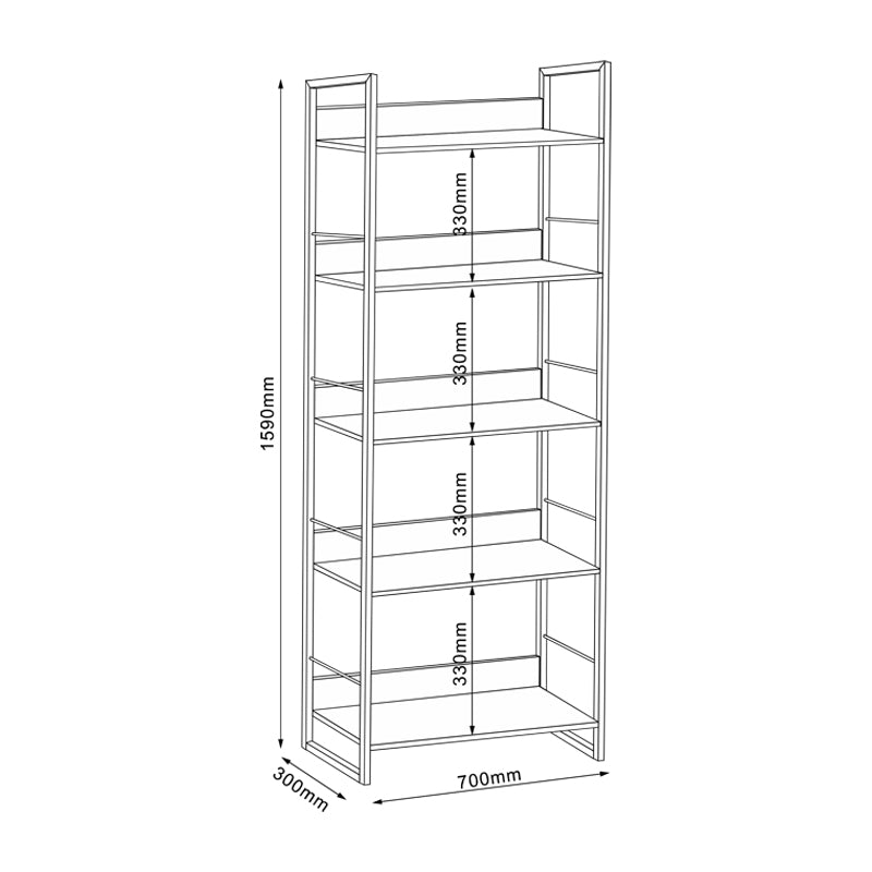 Етажерка Dorfie в естествен цвят с черен метал 70x30x159см