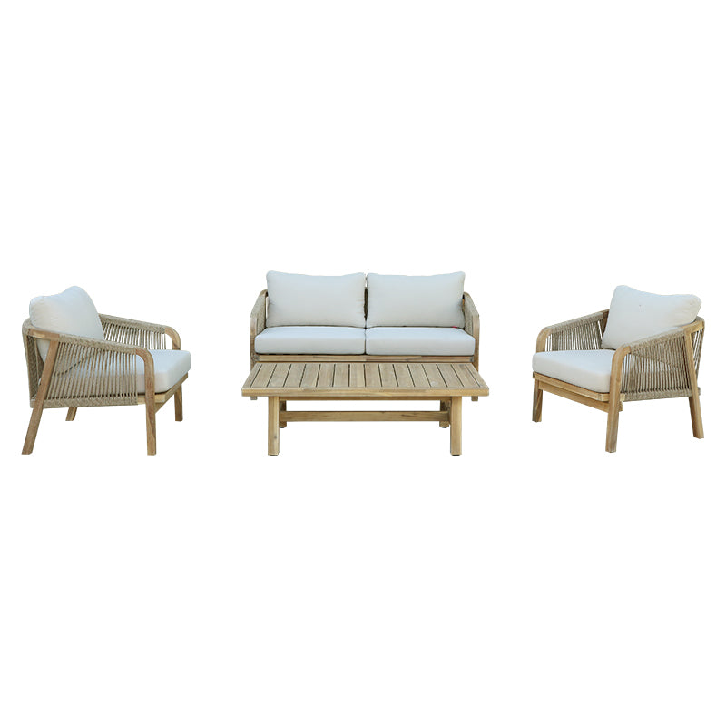 Малибу градински комплект масивно акациево дърво-бежов плат