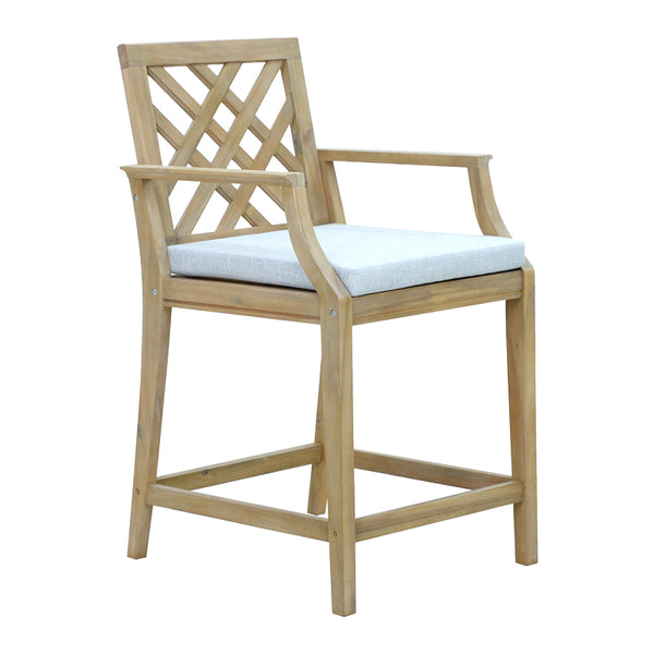 Бар стол Amalfi масивно акациево дърво-бежов плат 59x63.5x104.9cm