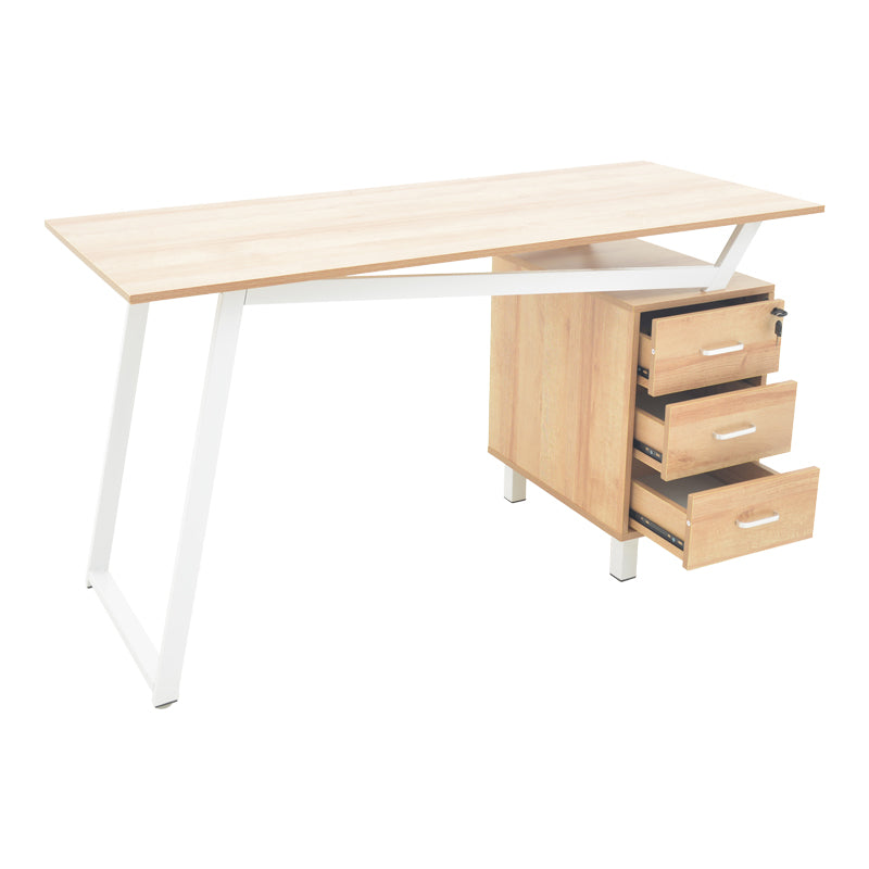 Офис бюро с чекмеджета Prosper меламин естествено бяло 140x60x76см