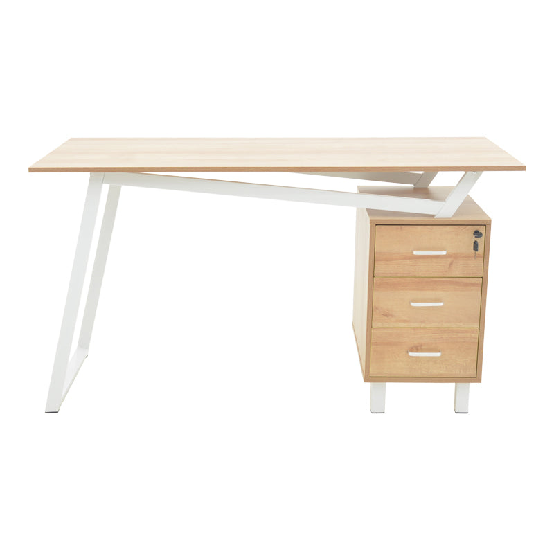 Офис бюро с чекмеджета Prosper меламин естествено бяло 140x60x76см