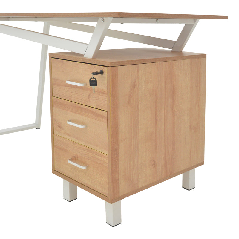 Офис бюро с чекмеджета Prosper меламин естествено бяло 140x60x76см