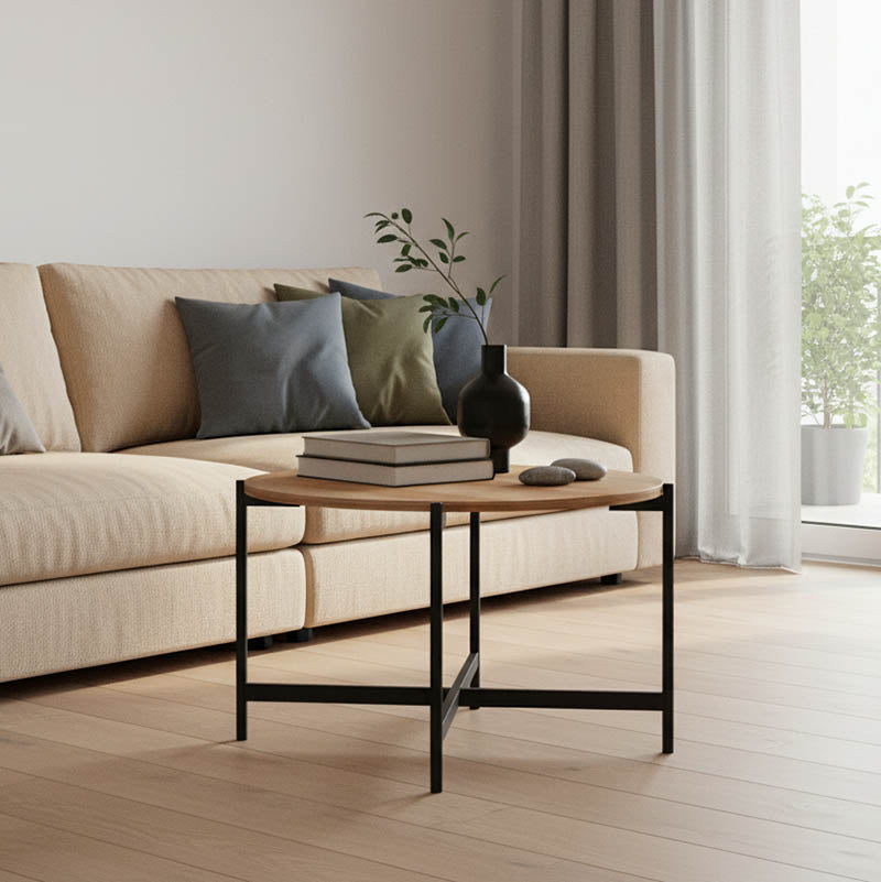 Холна маса Aisle меламин естествено-черен D80x45см