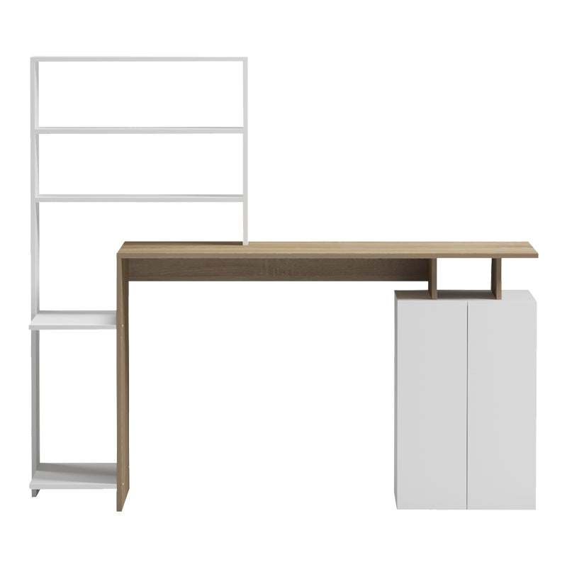 Офис бюро с рафт и шкаф Meza в цвят sonoma-бял 146.3x55x128.8см