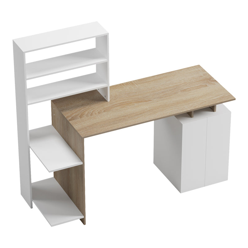 Офис бюро с рафт и шкаф Meza в цвят sonoma-бял 146.3x55x128.8см