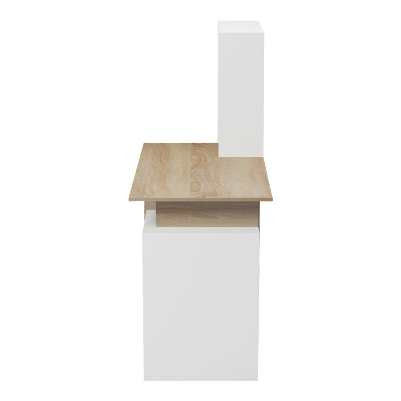 Офис бюро с рафт и шкаф Meza в цвят sonoma-бял 146.3x55x128.8см