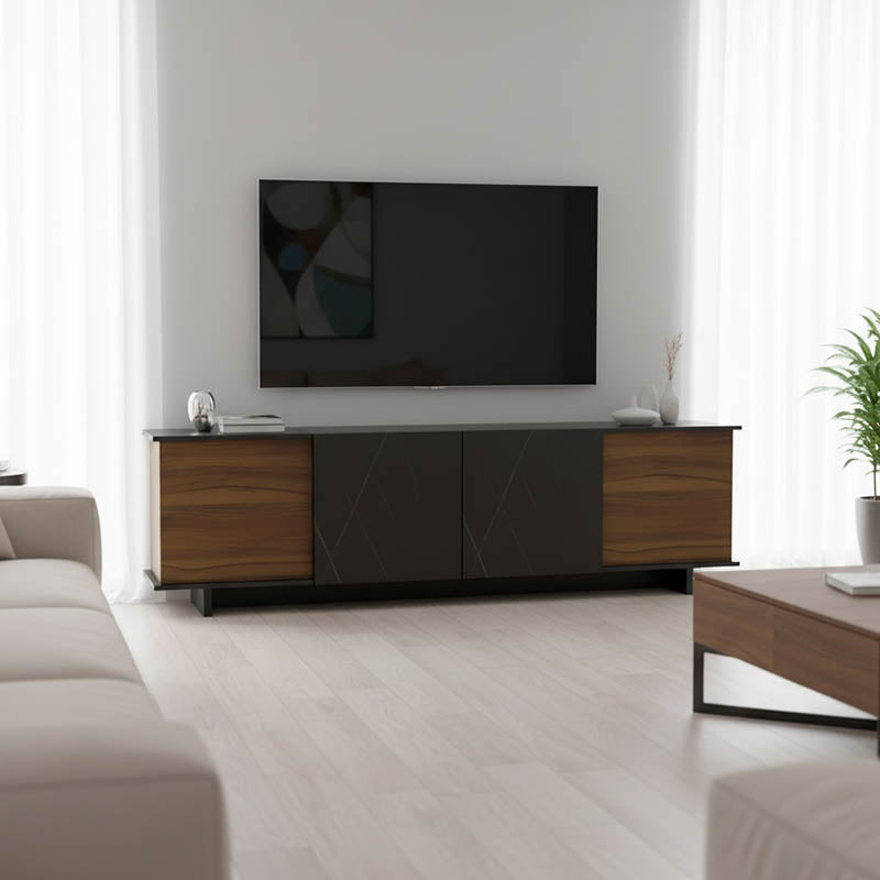 Бюфет Zafore в цвят орех с черен мрамор 180x33x50см