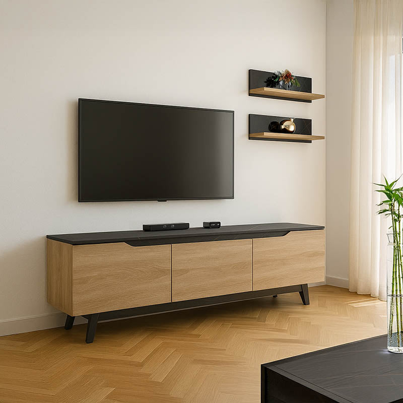 Холна гарнитура Kasia в черен мрамор-сонома нюанс 180x35x48.5см