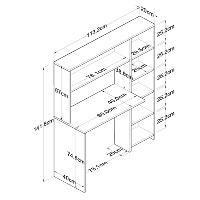 Бюро Janson с библиотека в бяло 113.2x40x141.8cm