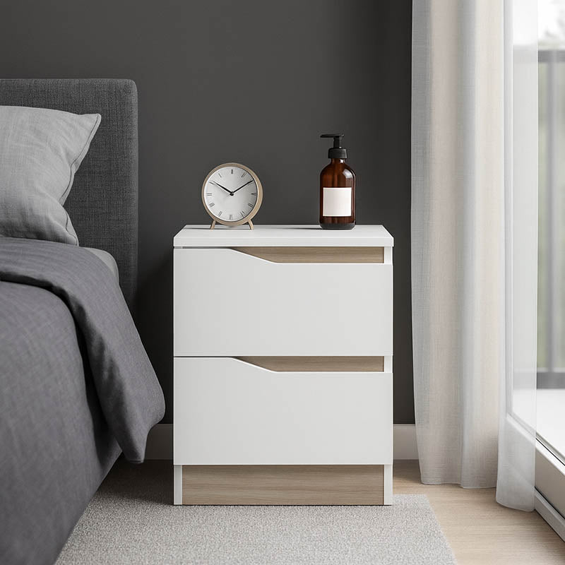 Нощно шкафче Verena в бяло-сонома 40х40х50см