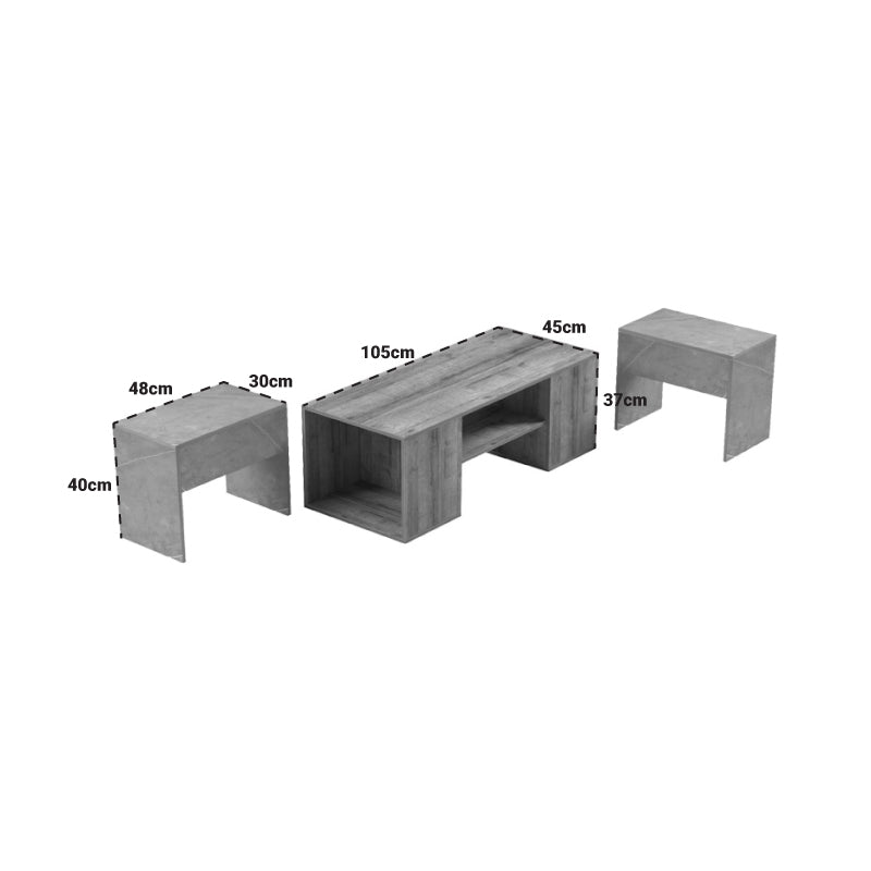 Mасичка за кафе Morfi  3части в дъбово-бежов мраморен нюанс 105x45x37см