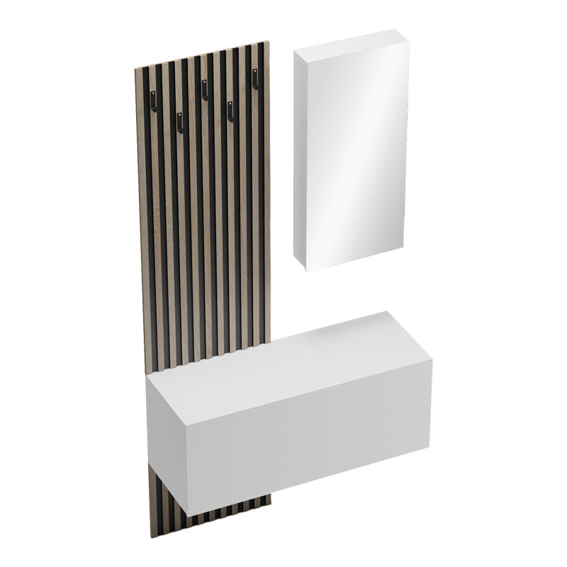 Входна мебел arika с огледало в бяло-сонома нюанс 100x37.1x199.5см