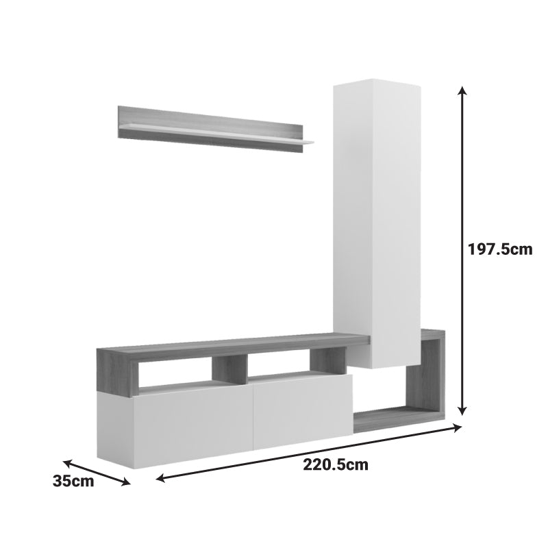 Холна гарнитура Leganto в цвят сонома и бяло 220.5x35x197.5см