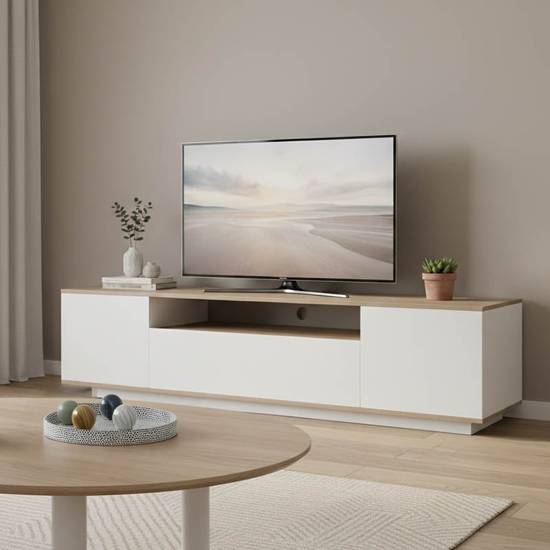 Тв шкаф WINEY в цвят сонома-бял 180x44.5x44.5см